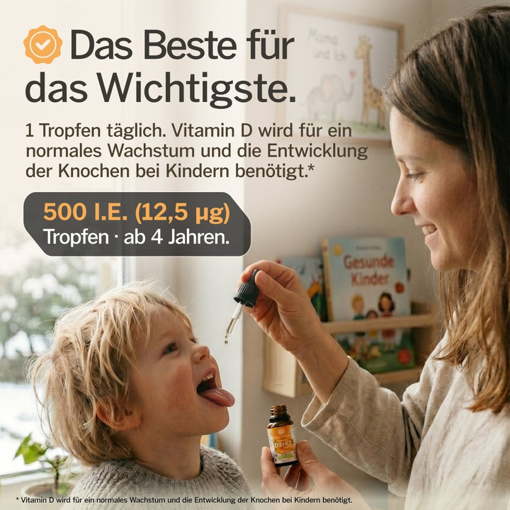 Pure Nature Kinder Vitamin D3 K2 Tropfen MCT-Öl - 500 I.E. | nuPurea