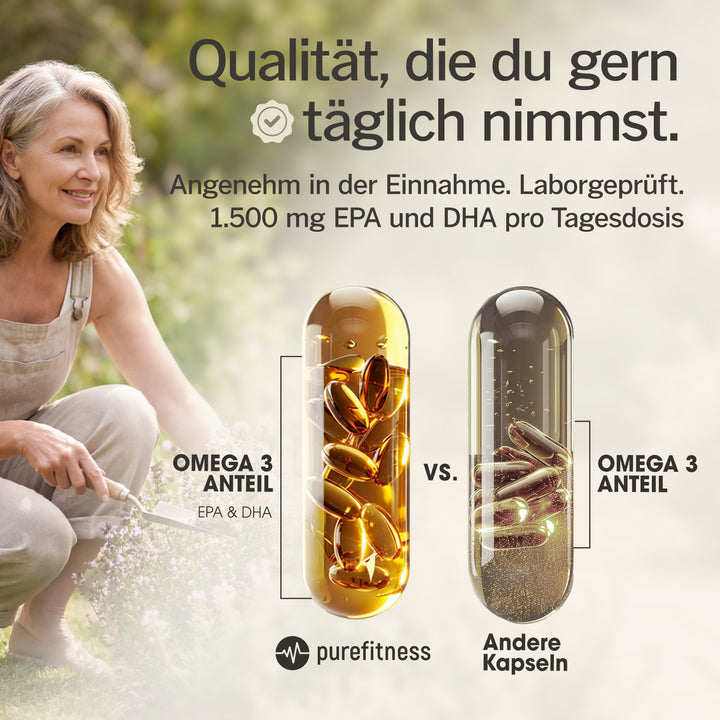 Purefitness Omega 3 Fischöl Kapseln – 2000 mg Triglycerid Form