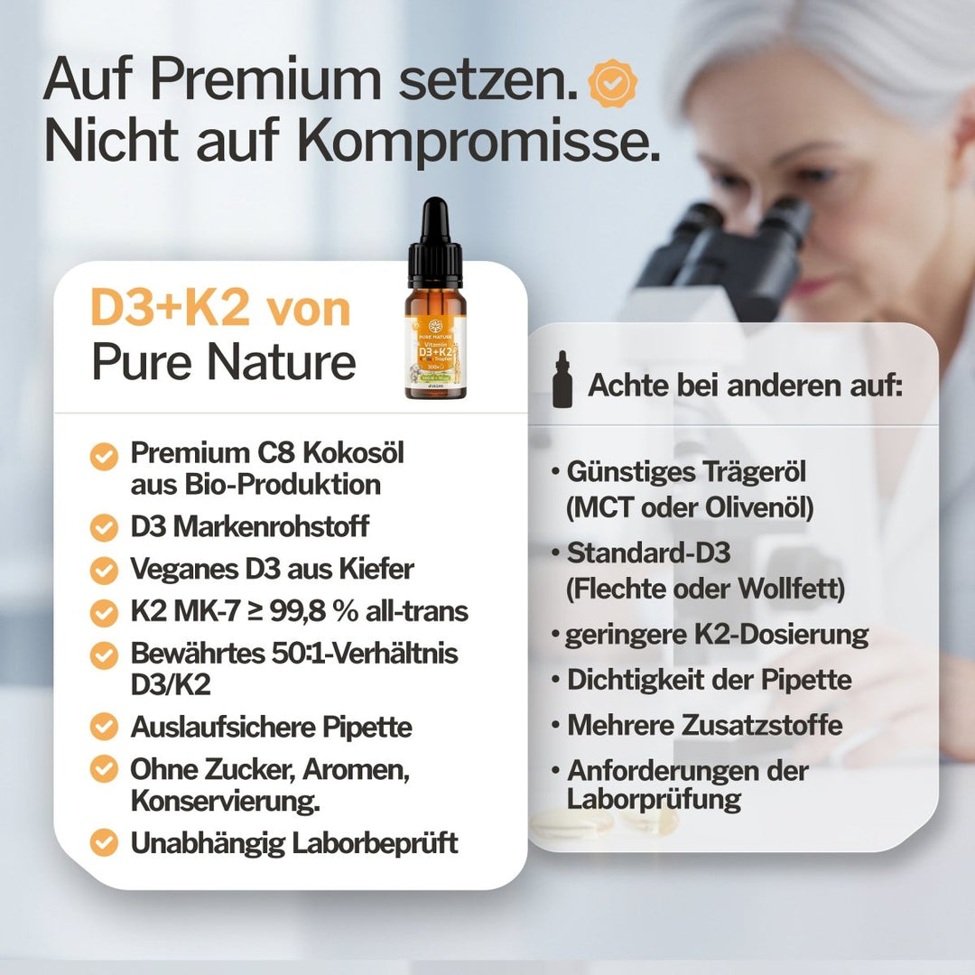 Pure Nature Kinder Vitamin D3 K2 Tropfen MCT-Öl - 500 I.E. | nuPurea