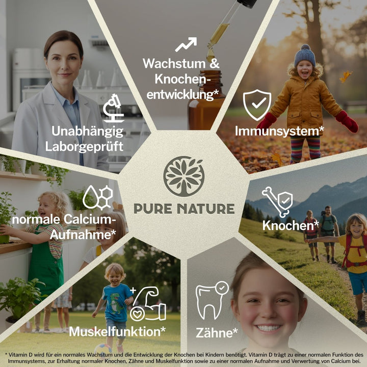 Pure Nature Kinder Vitamin D3 K2 Tropfen MCT-Öl - 500 I.E. | nuPurea