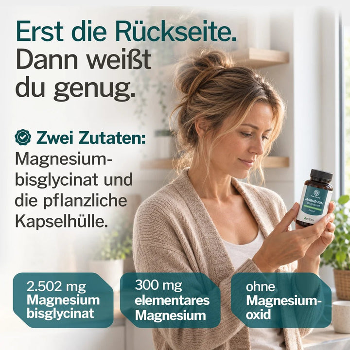 Pure Nature Magnesium Bisglycinat 240 Kapseln - Zwei Zutaten, 2.502 mg Bisglycinat und 300 mg elementares Magnesium
