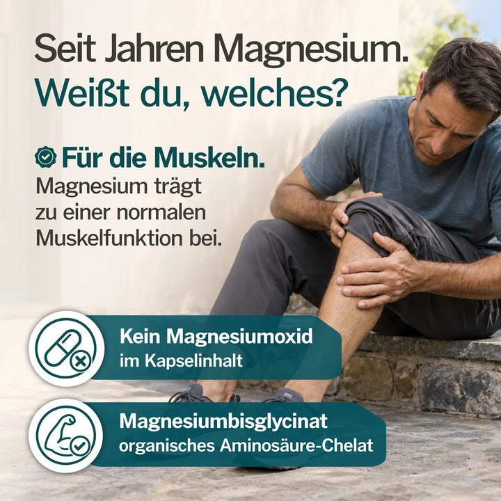 Pure Nature Magnesium Bisglycinat 240 Kapseln - Magnesium und normale Muskelfunktion, kein Magnesiumoxid im Kapselinhalt