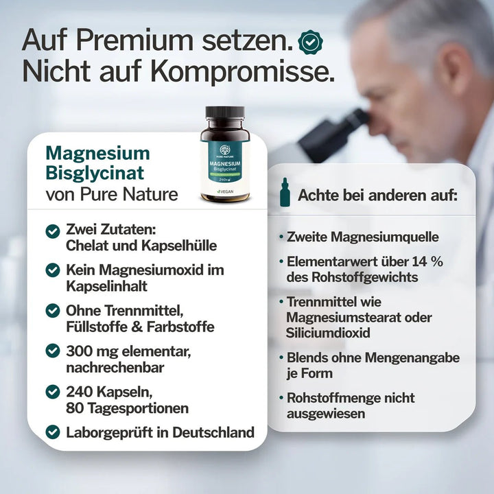 Pure Nature Magnesium Bisglycinat 240 Kapseln - Vergleich mit anderen Anbietern